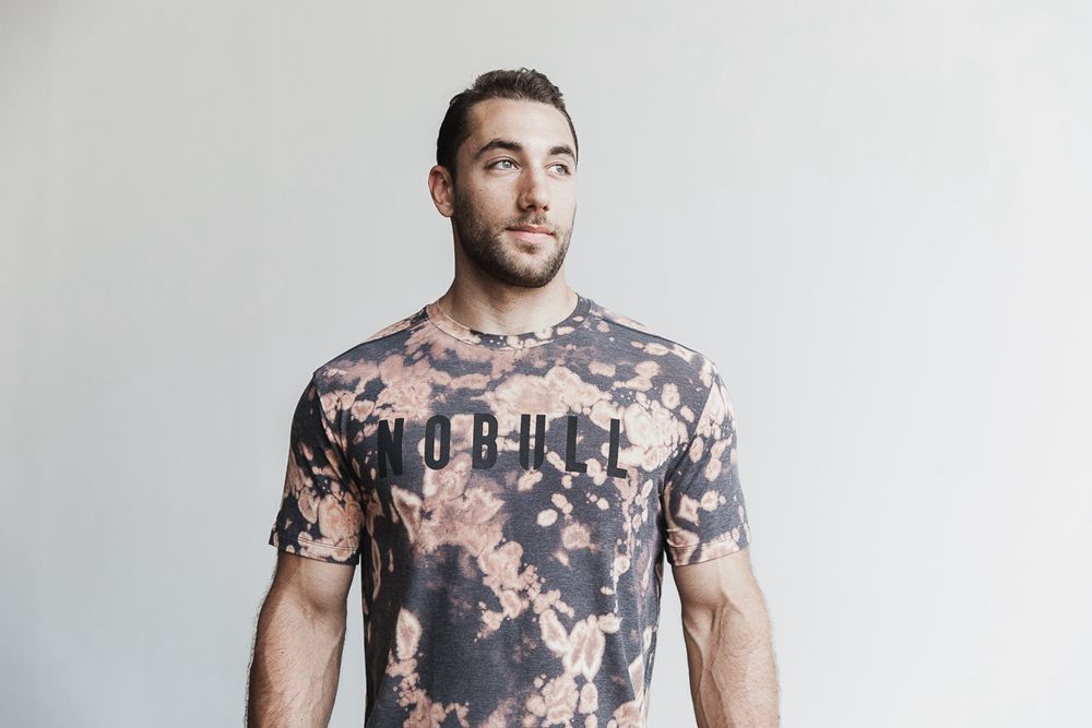 NOBULL Men's Tee - Tan & Black Tie-Dye - Ireland (6197SAWOL)